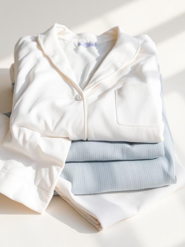 Pyjama blanc à liseré bleu clair – Vêtements Lavaud