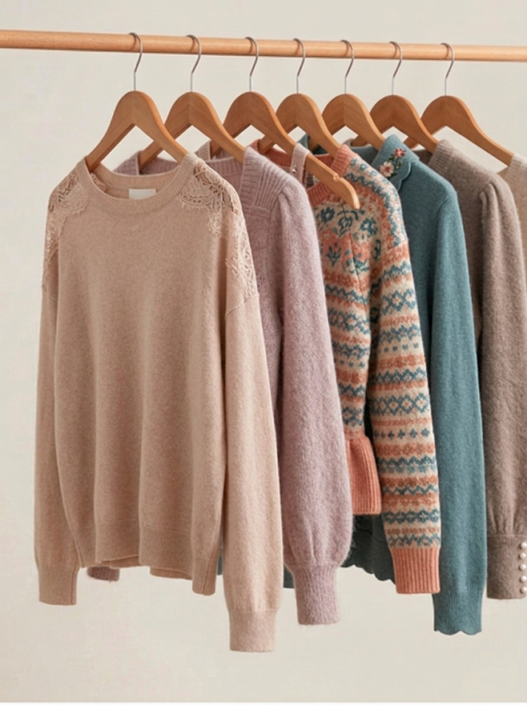 Pulls femmes sur un portant aux vêtements Lavaud